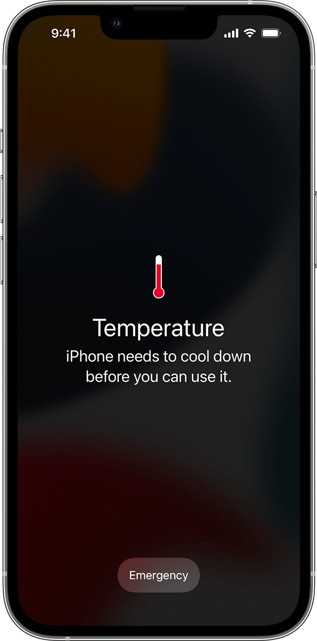 iPhone temperature warning stating that the iPhone needs to cool down before it can be used