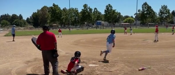 Camera view of the batter running after a hit
